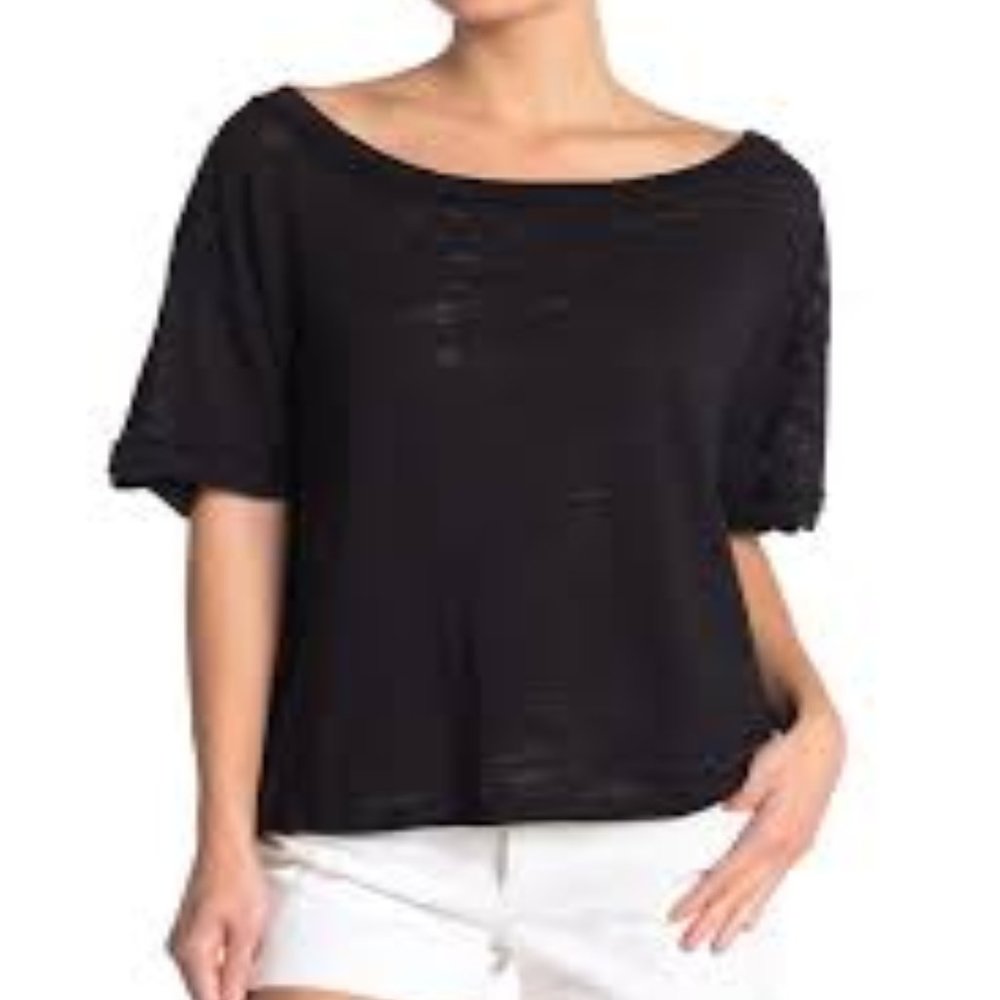 Free People Sz M Viola Open Back Tee - Picture 3 of 8